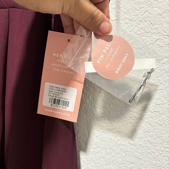 Birdy Grey  Cabernet Burgundy Spaghetti Chiffon Kaia Maxi Dress Plus Size 2X - Picture 14 of 16